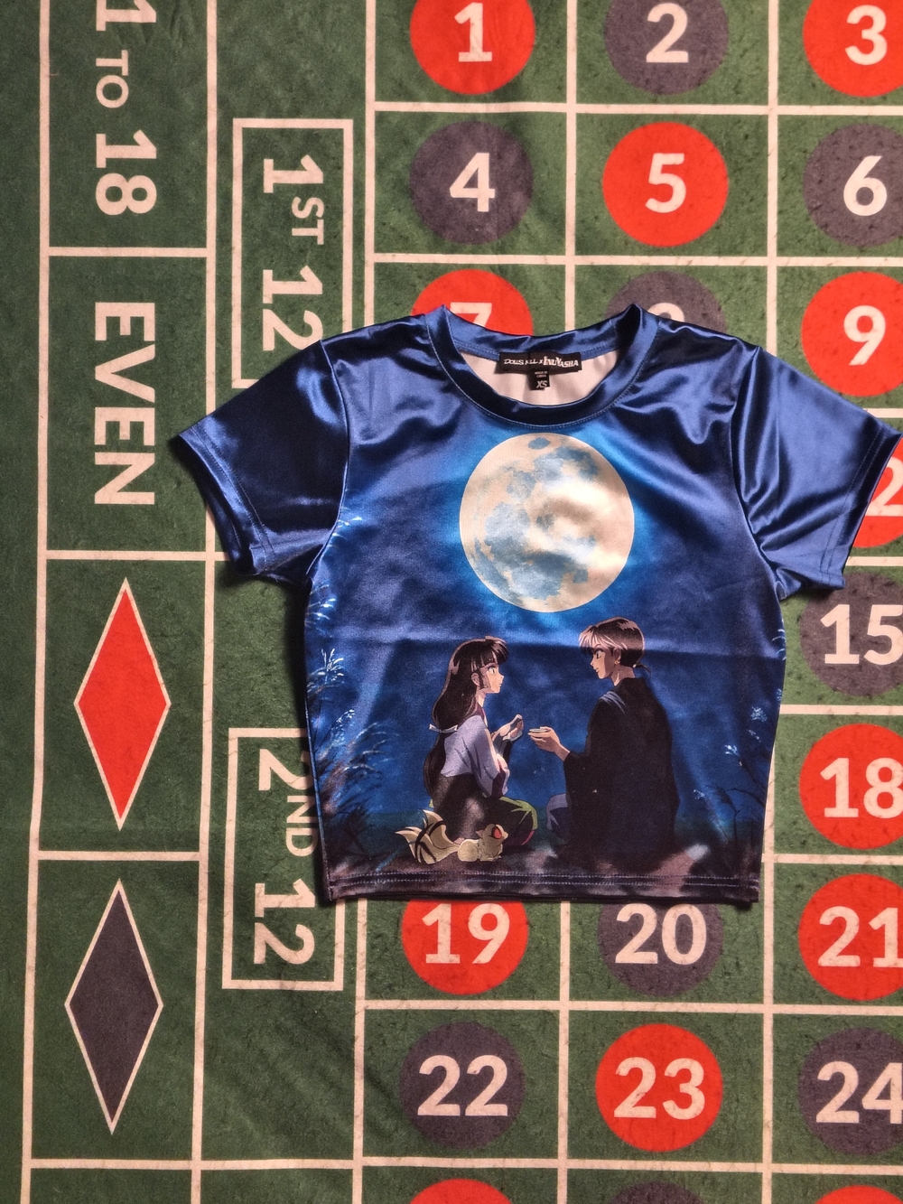Dolls Kill x InuYasha Tangled Fate Sango Miroku Baby Tee Blue XS - Picture 3 of 16